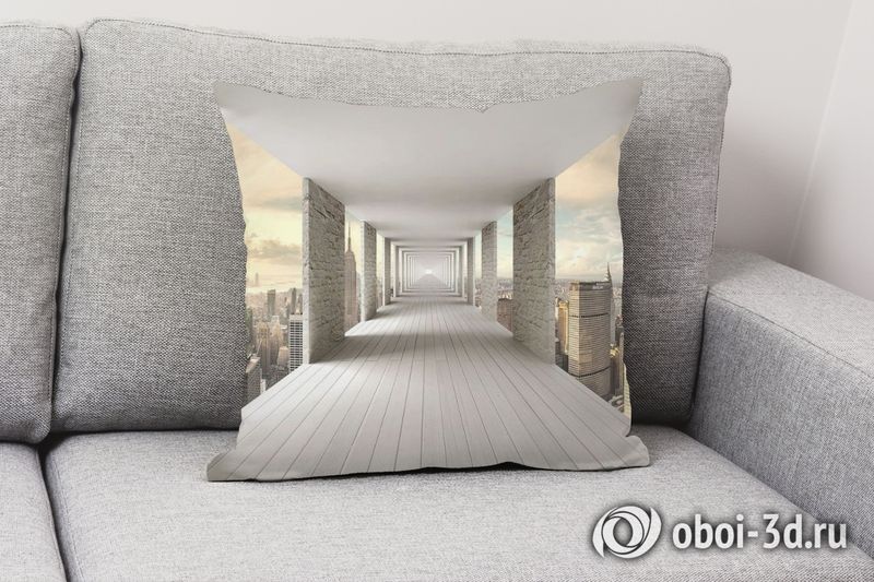 3D Подушка «Открытый тоннель с видом на небоскребы» вид 2