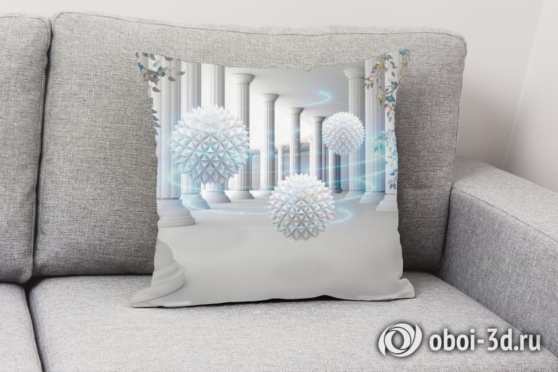 3D Подушка «Колючие шары в колонном зале» вид 2