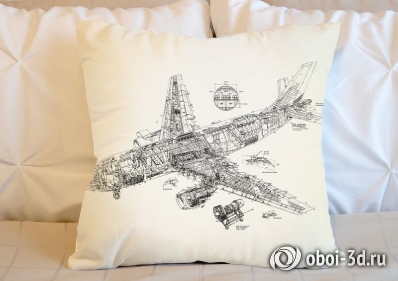 3D Подушка «Самолет чертеж» вид 5