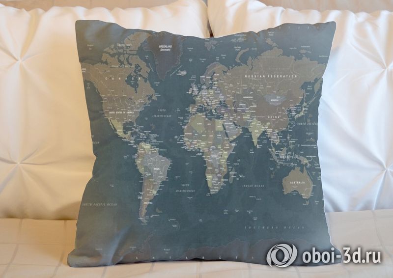 3D Подушка «Джинсовая карта мира» вид 5