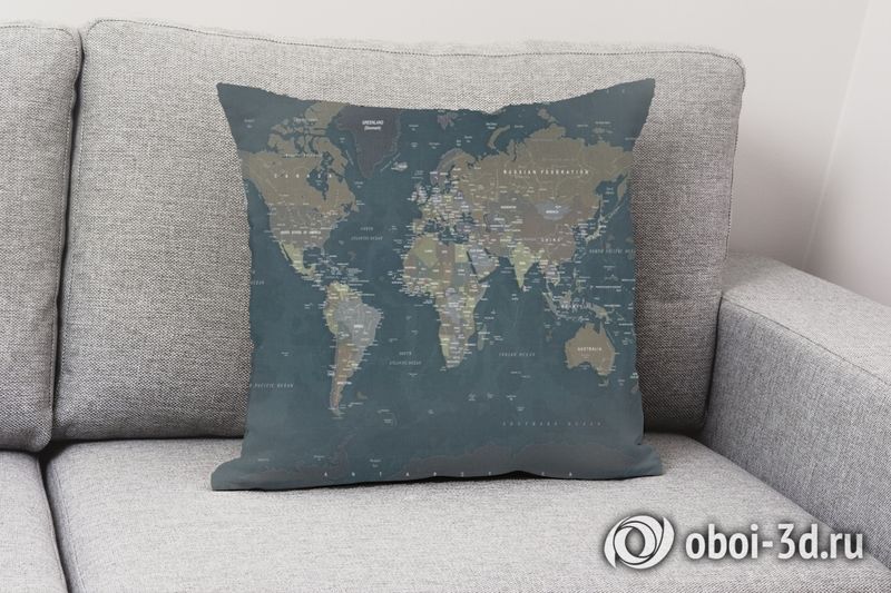 3D Подушка «Джинсовая карта мира» вид 2