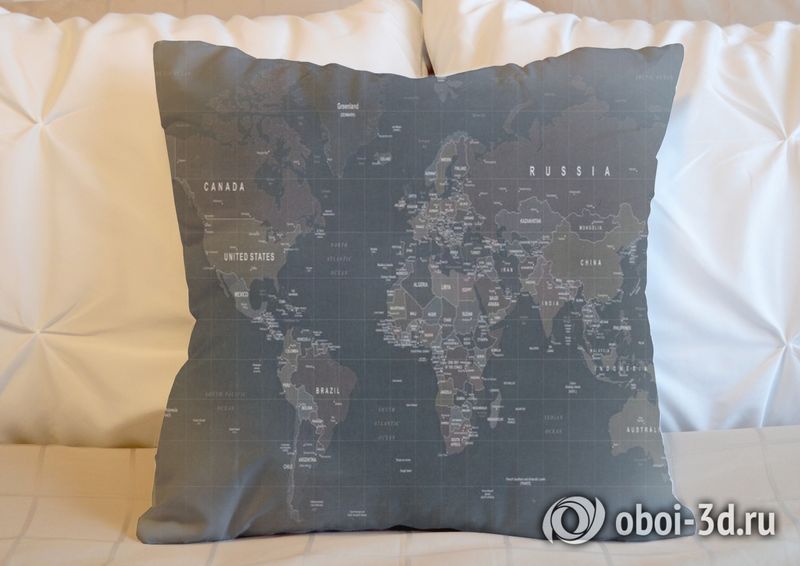 3D Подушка «Потертая карта мира» вид 5