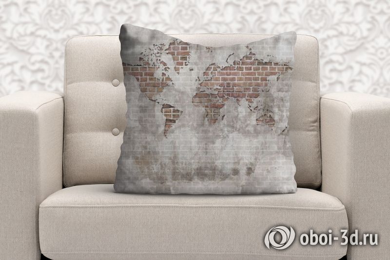 3D Подушка «Карта в стене» вид 6