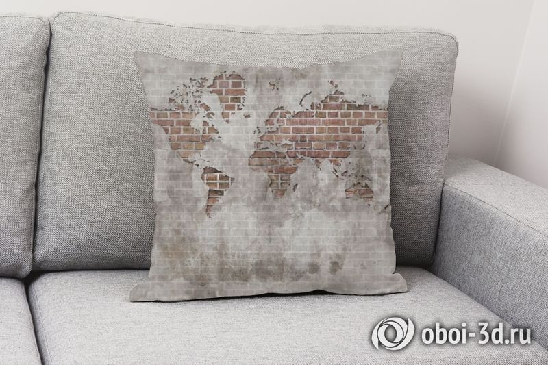 3D Подушка «Карта в стене» вид 2