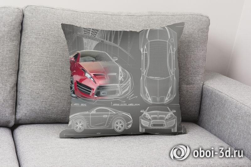 3D Подушка «Красное авто схема» вид 2