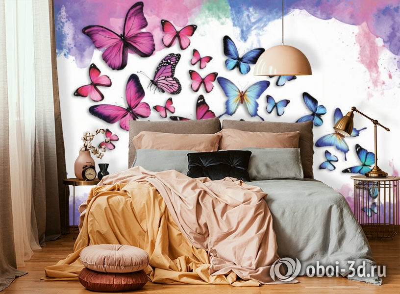 3D Фотообои «Красочные бабочки» вид 4