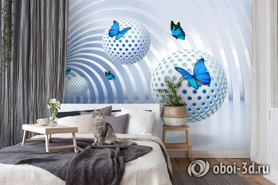 3D Фотообои «Футуристичный тоннель с бабочками» вид 8