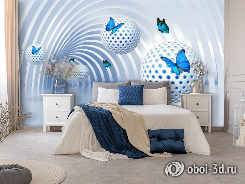3D Фотообои «Футуристичный тоннель с бабочками» вид 5