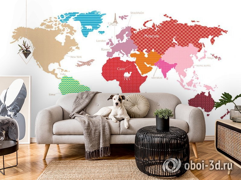 3D Фотообои «Карта континентов с узорами» вид 6
