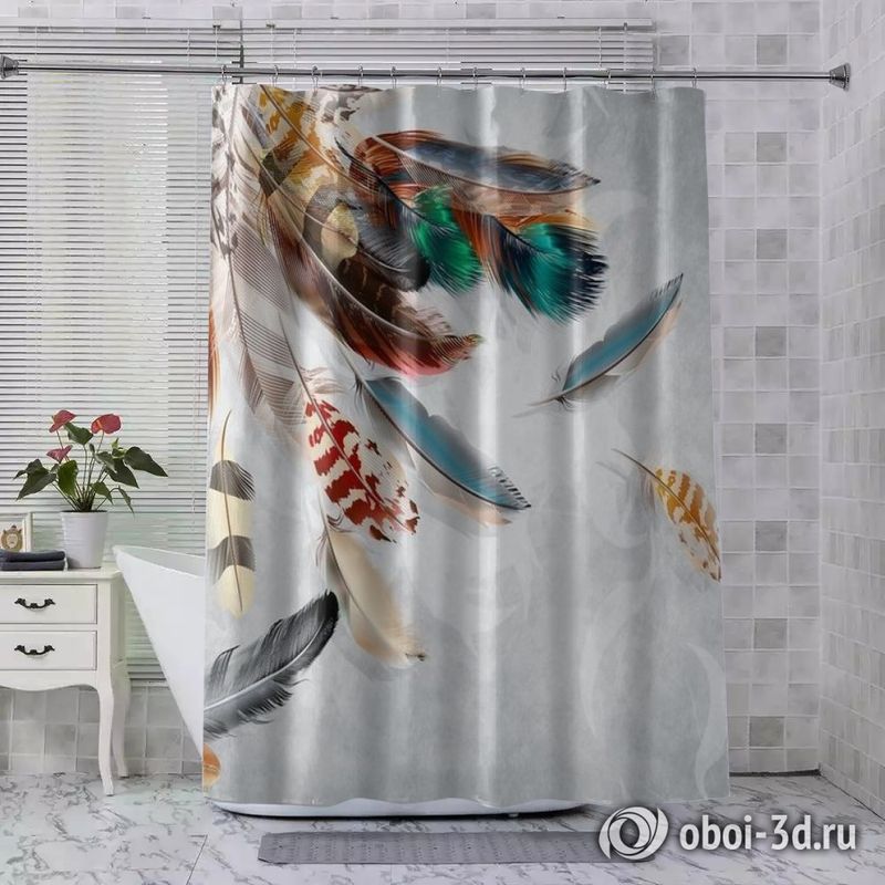 Шторы для ванной «Веер из ярких перьев» вид 7