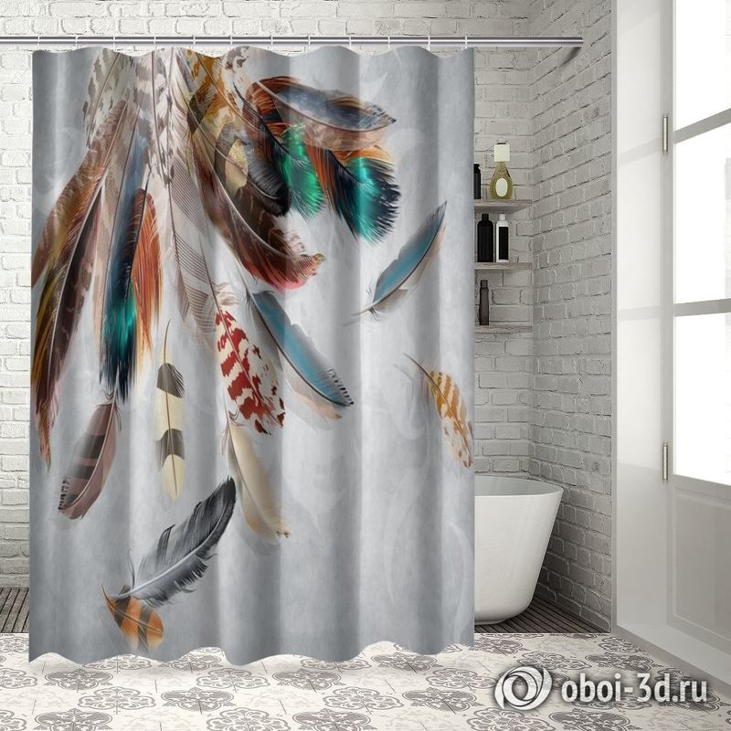 Шторы для ванной «Веер из ярких перьев» вид 6