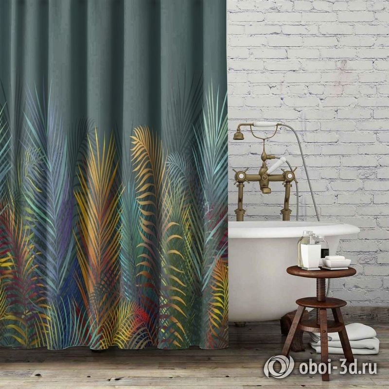 Шторы для ванной «Яркие тропические листья» вид 6
