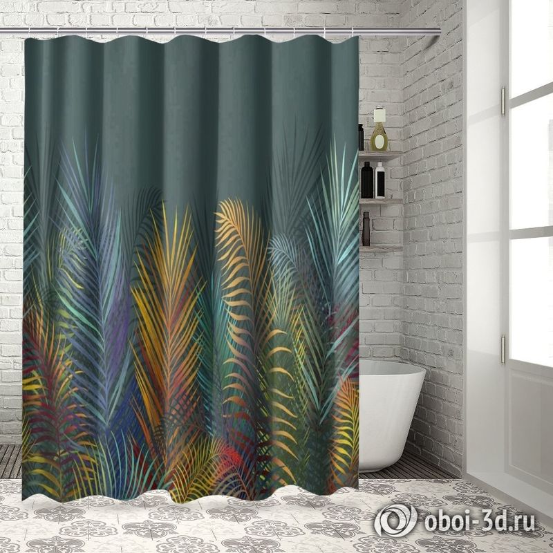 Шторы для ванной «Яркие тропические листья» вид 5