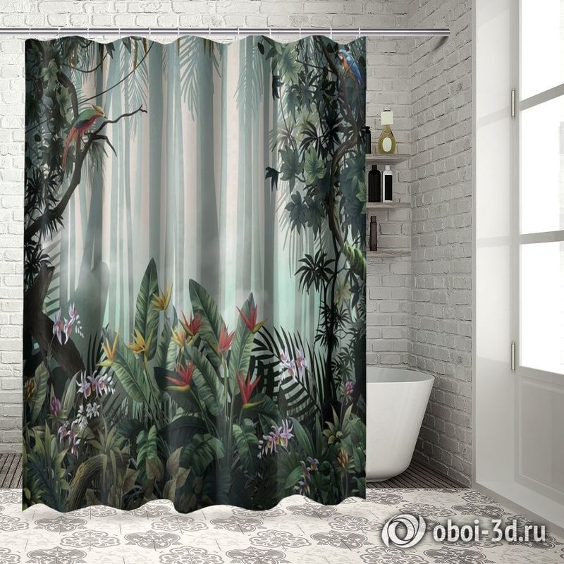 Шторы для ванной «В глубине тропического леса» вид 5
