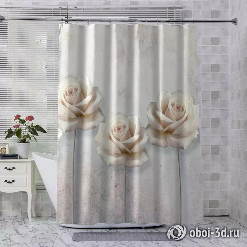 Шторы для ванной «Прекрасные розы на холсте» вид 8