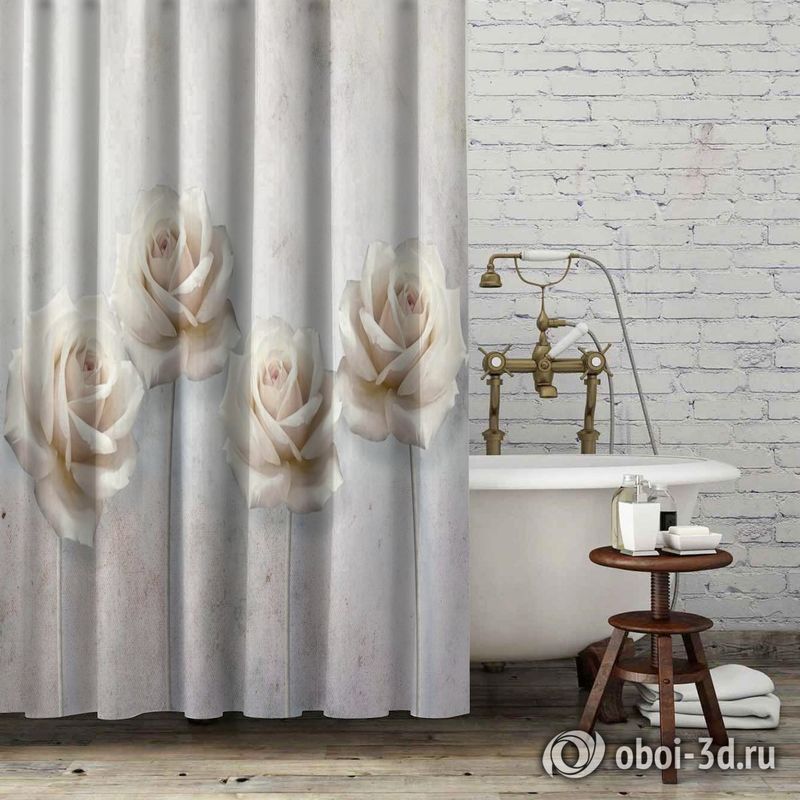 Шторы для ванной «Прекрасные розы на холсте» вид 6