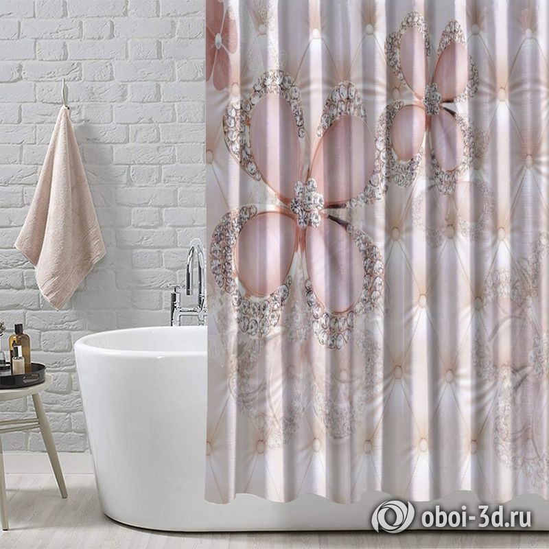 Шторы для ванной «Розовый клевер на стеганой коже» вид 5
