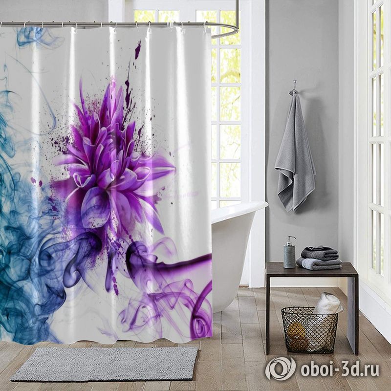 Шторы для ванной «Красочная хризантема» вид 5