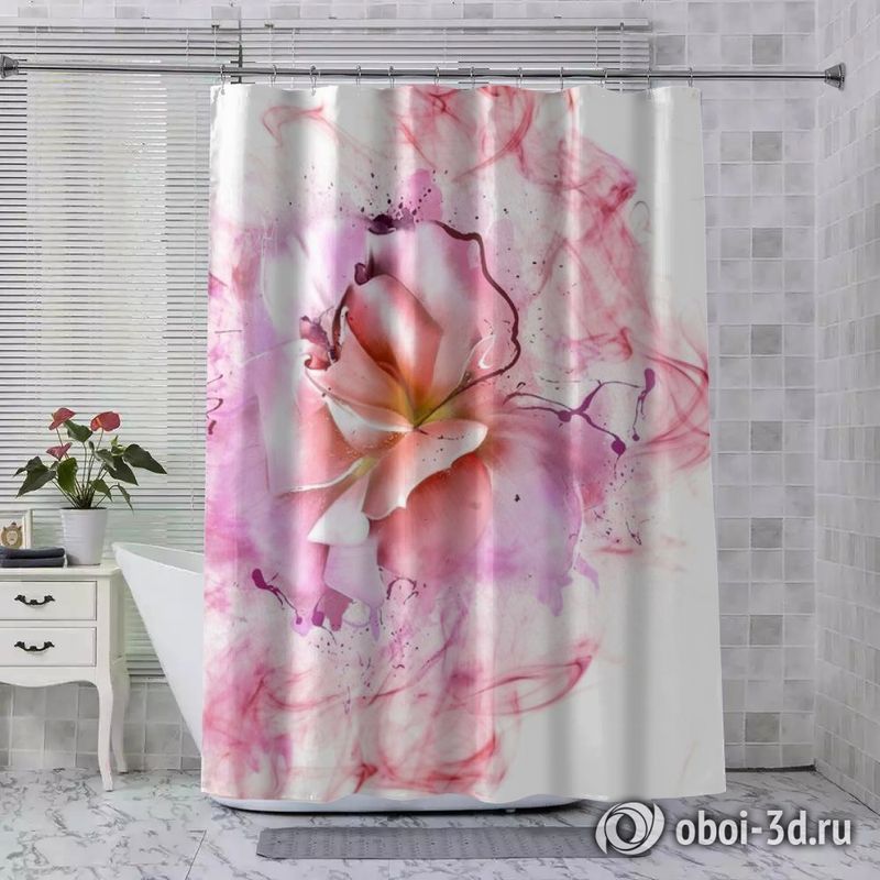Шторы для ванной «Перламутровая роза в розовой дымке» вид 7