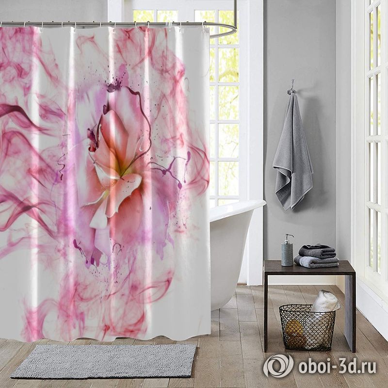 Шторы для ванной «Перламутровая роза в розовой дымке» вид 5