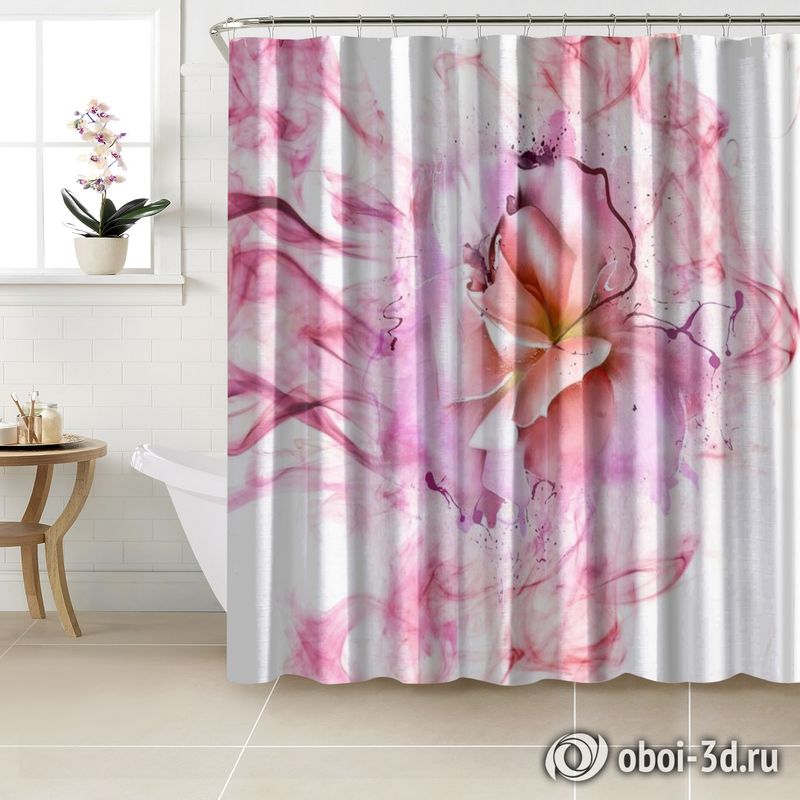 Шторы для ванной «Перламутровая роза в розовой дымке» вид 3