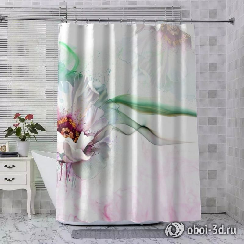 Шторы для ванной «Красочный цветок» вид 7