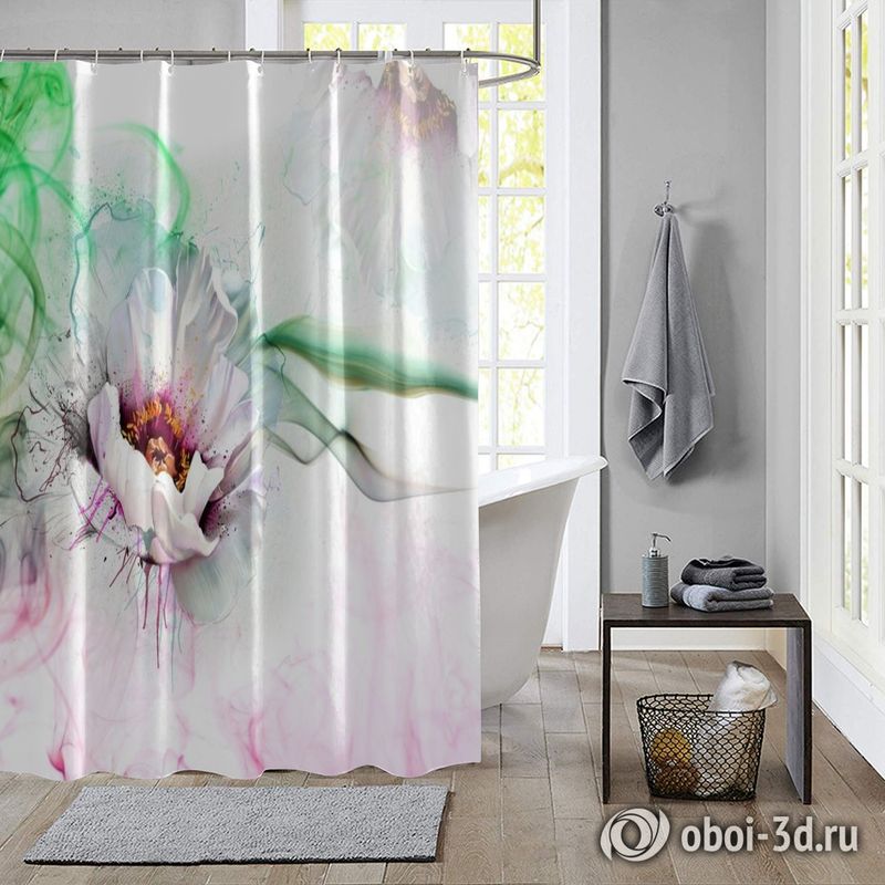 Шторы для ванной «Красочный цветок» вид 5