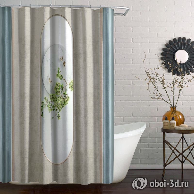 Шторы для ванной «Цветущая ветвь в зеркальном отражении» вид 5
