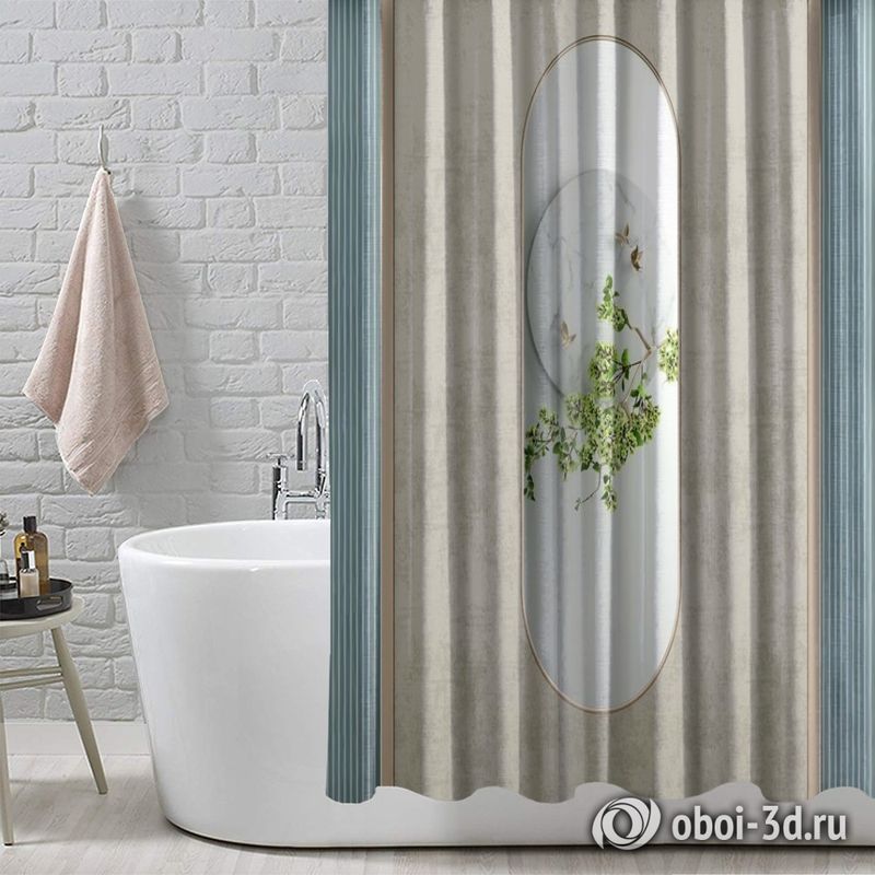 Шторы для ванной «Цветущая ветвь в зеркальном отражении» вид 4