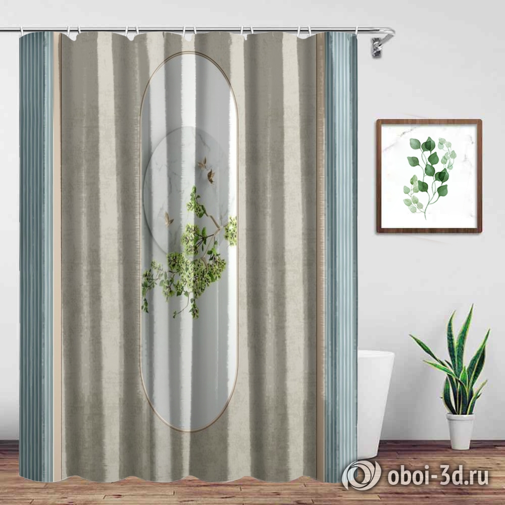 Шторы для ванной «Цветущая ветвь в зеркальном отражении» вид 3