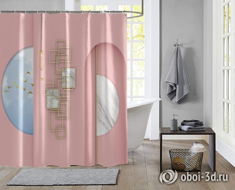 Шторы для ванной «Розовый баланс» вид 2