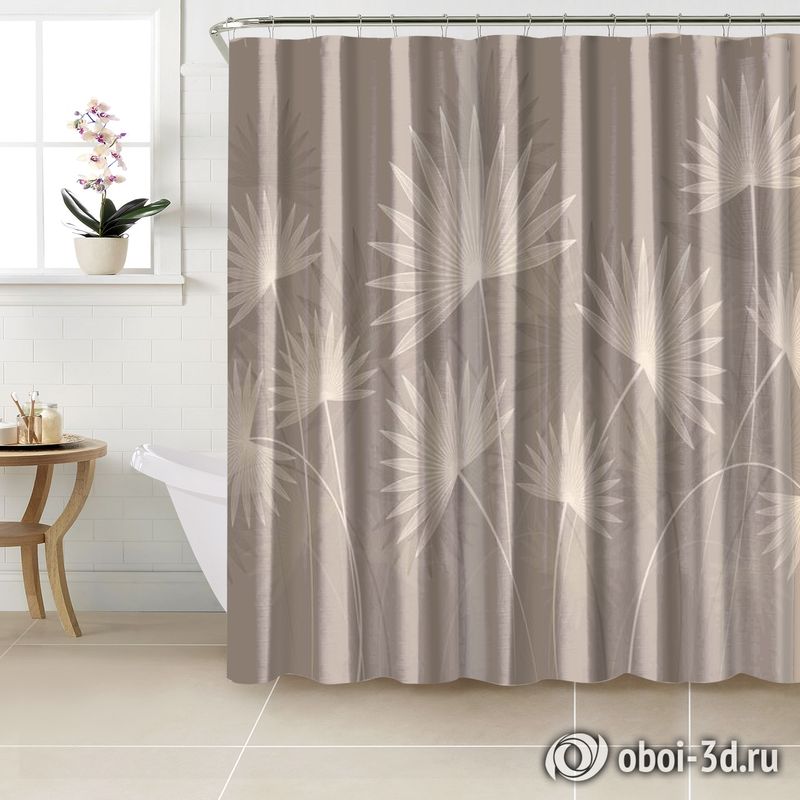 Шторы для ванной «Пальмовые листья в карамельных оттенках» вид 2