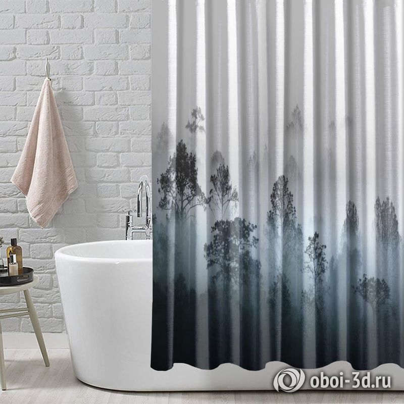 Шторы для ванной «Вершины деревьев сквозь туман» вид 5