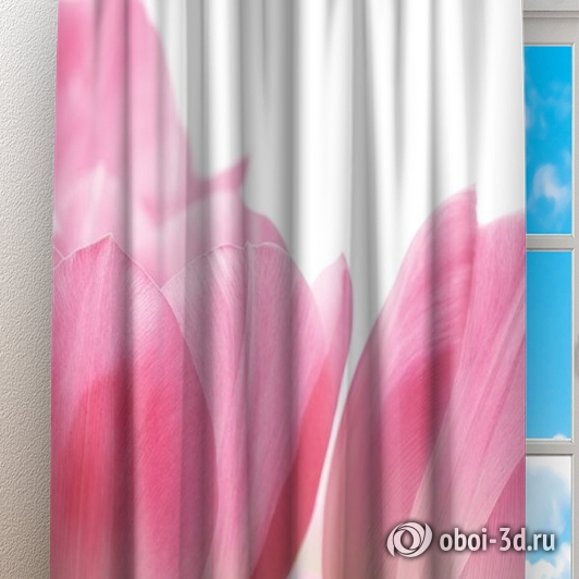 Фотошторы «Крупные розовые тюльпаны» вид 3
