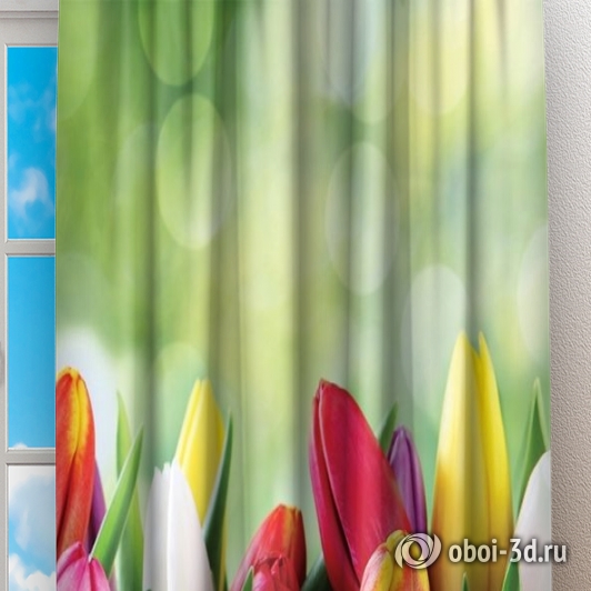 Фотошторы «Разноцветные тюльпаны» вид 2