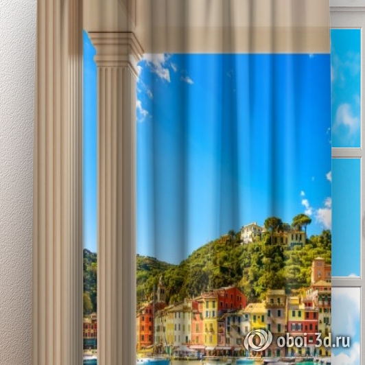 Фотошторы «Балкон с видом на средиземноморский город» вид 3