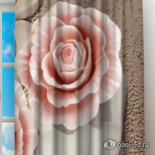 Фотошторы «Объемная композиция с бутонами роз» вид 2