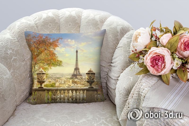 3D Подушка «Фреска Париж»  вид 2