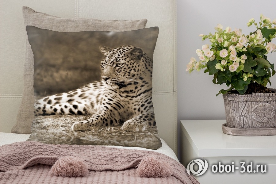 3D Подушка «Леопард сепия» вид 8