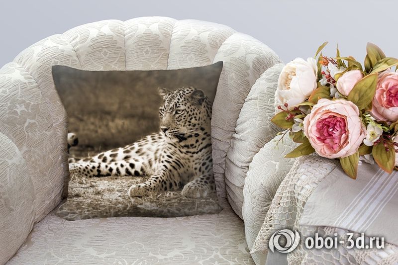 3D Подушка «Леопард сепия» вид 7