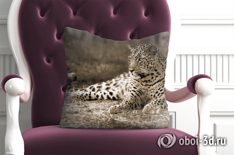 3D Подушка «Леопард сепия» вид 6