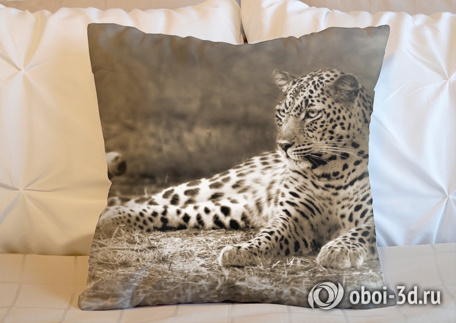 3D Подушка «Леопард сепия» вид 4