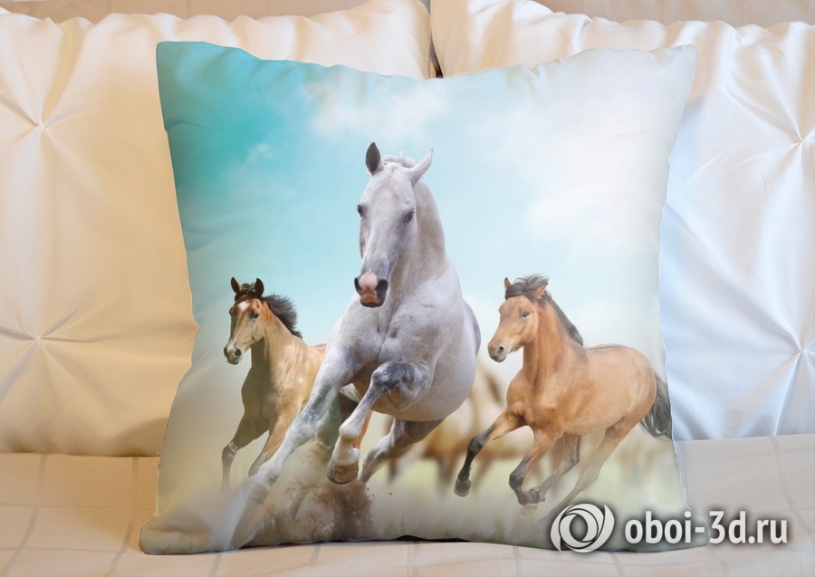 3D Подушка «Лошади в дикой природе» вид 4