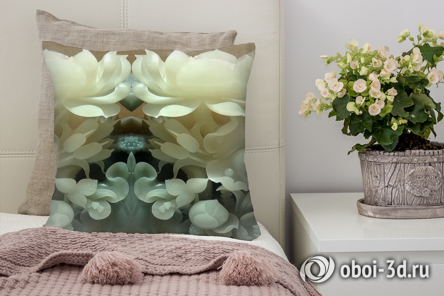 3D Подушка «Нефритовые цветы»  вид 3