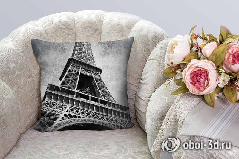 3D Подушка «Париж черно-белые»  вид 4