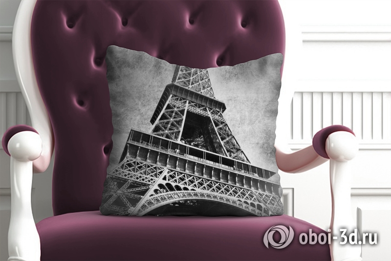 3D Подушка «Париж черно-белые»  вид 3