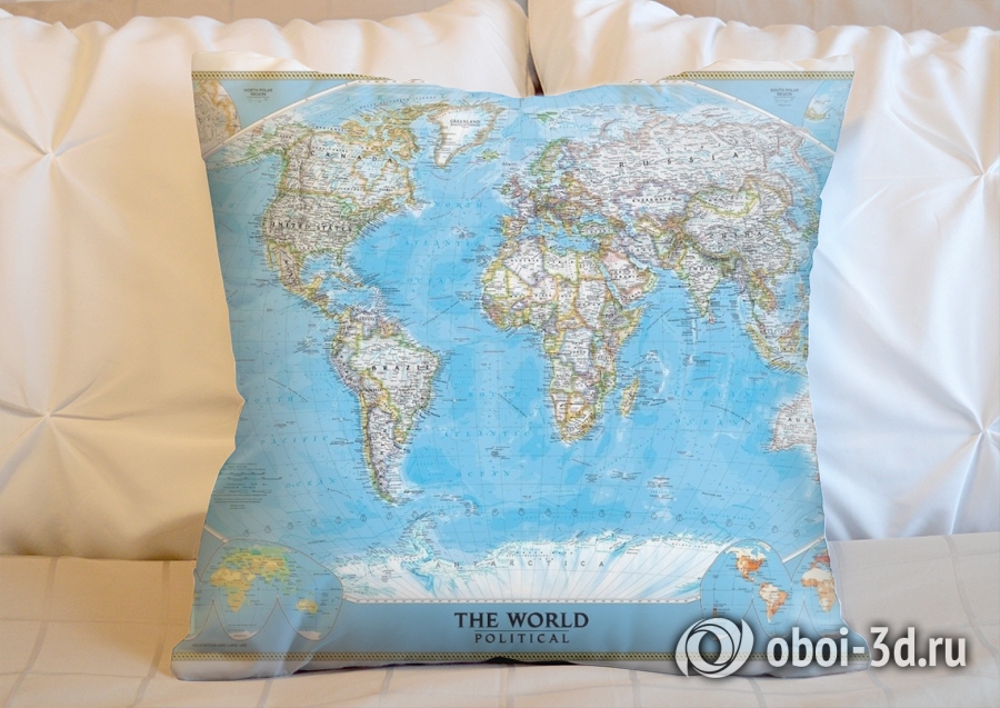 3D Подушка «Политическая карта мира»  вид 2