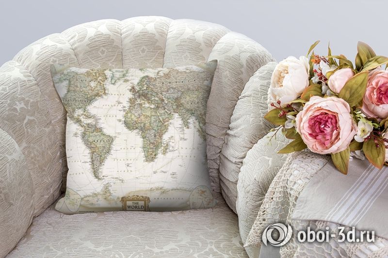 3D Подушка «Красивая карта мира»  вид 4
