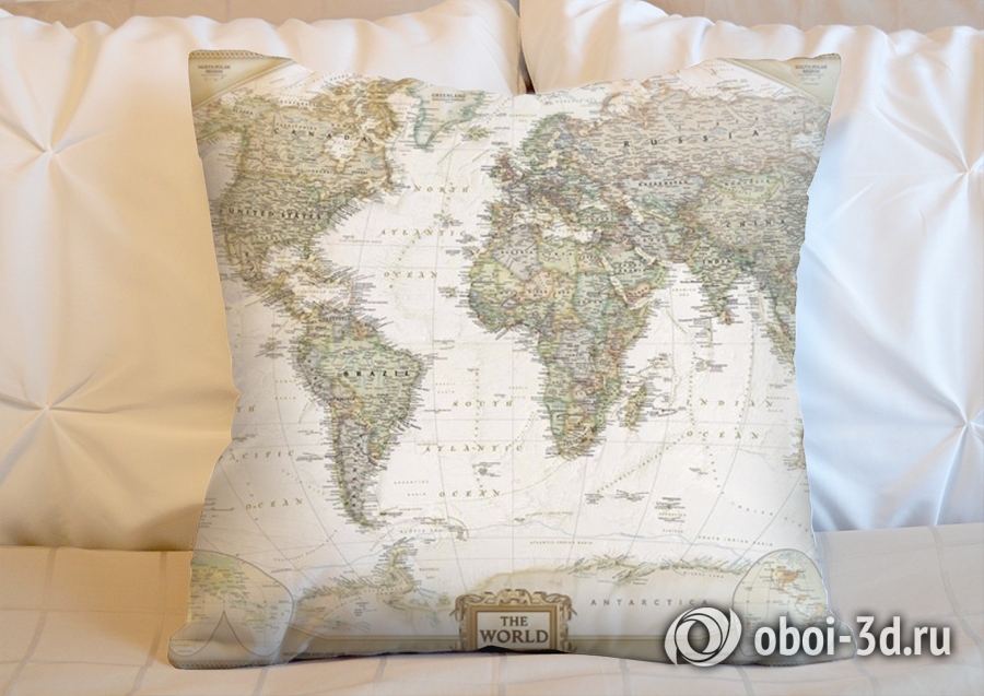 3D Подушка «Красивая карта мира»  вид 2