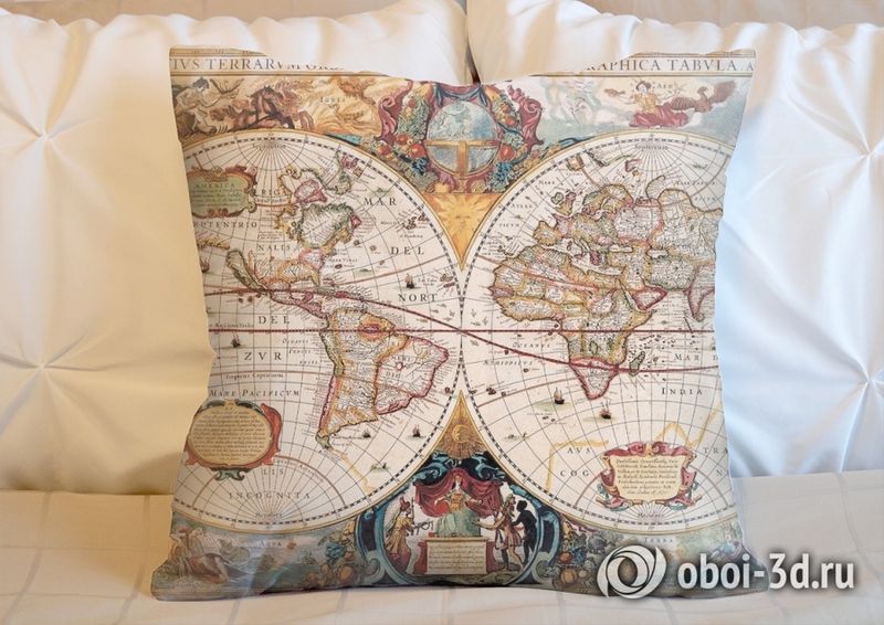 3D Подушка «Карта мира панно»  вид 2